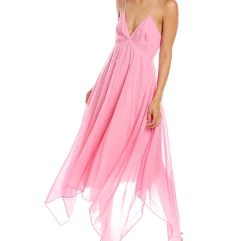 Rebecca Taylor Pink Handkerchief Silk-Blend Dress